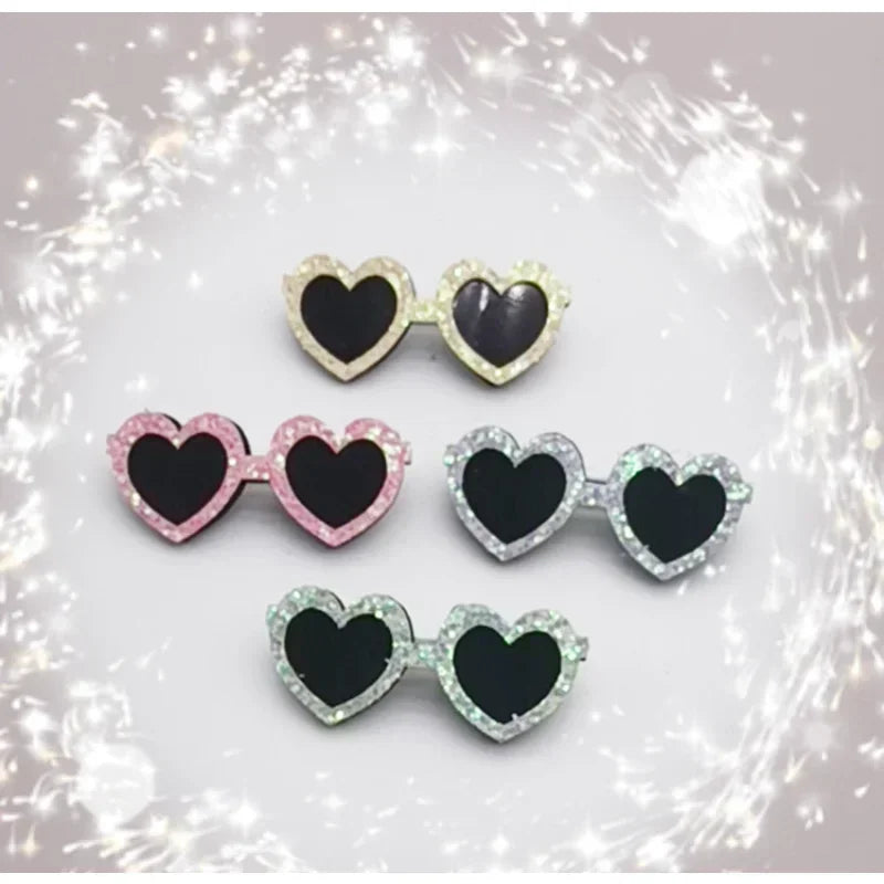 Diamond Dog Heart -Shape Sunglasses- with Hair Clip