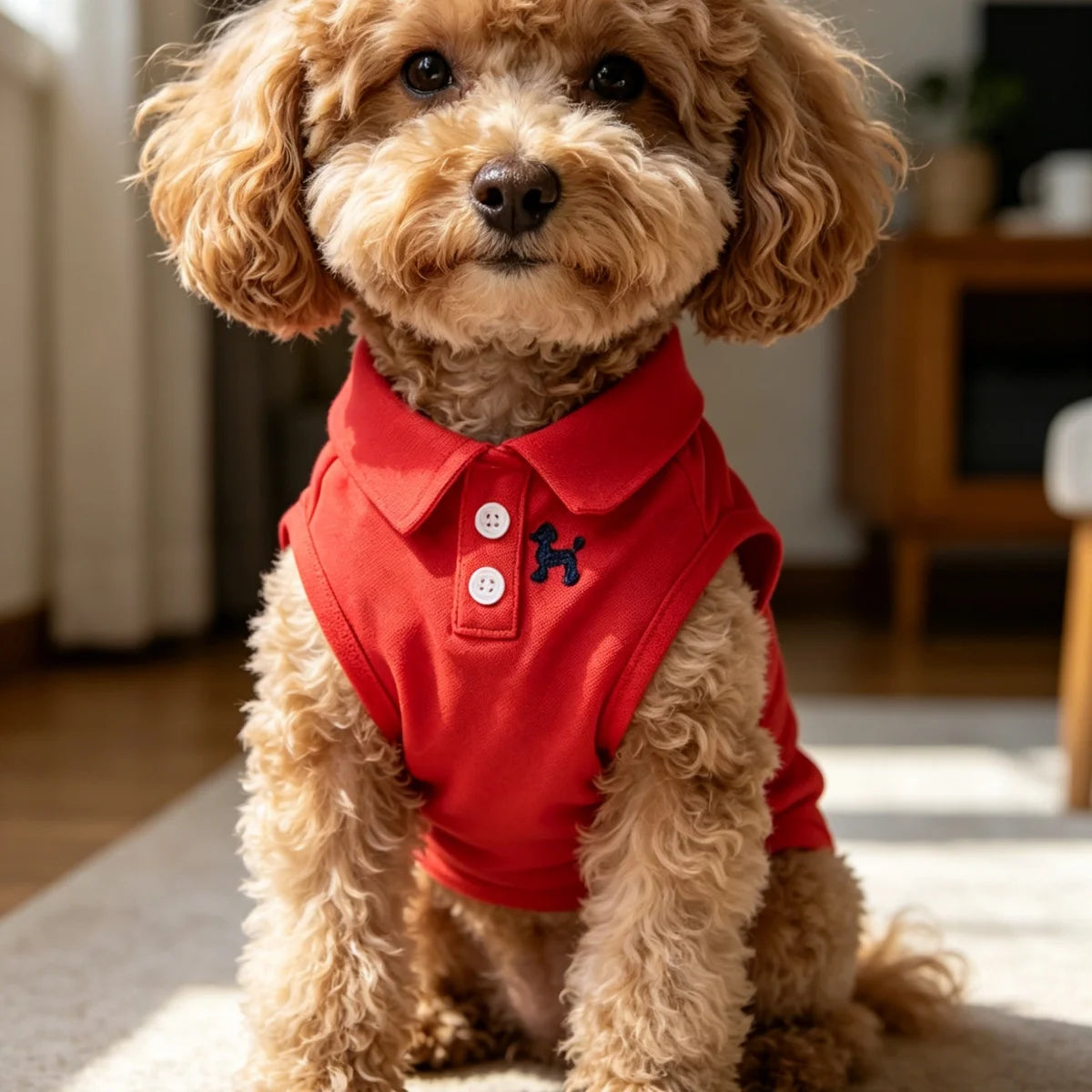 Solid Red Polo Shirts- Puppy Thin Breathable T-shirt- Vest Bipod-Skin Friendly-Delicate-Sizes XS-2XL-Costume/Apparel