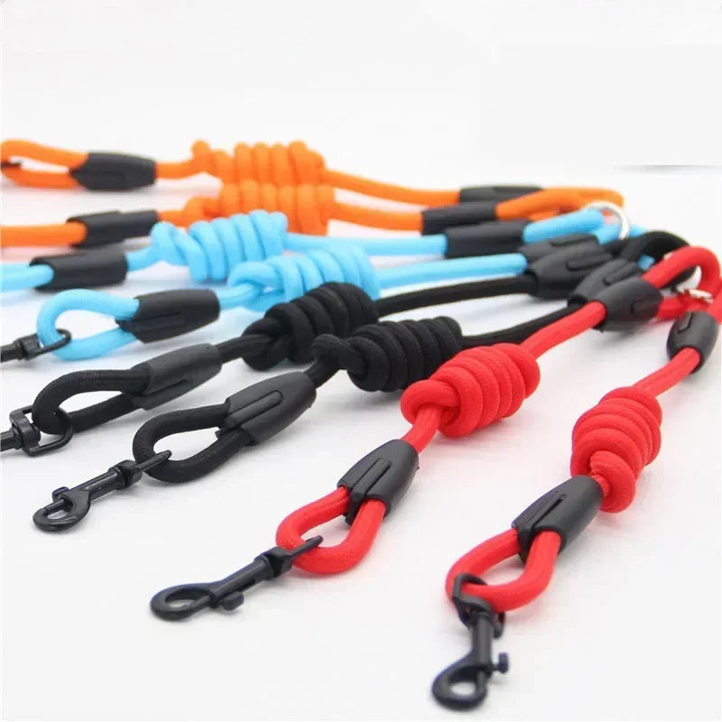 Double Leash Pet - 2 Ways Pet Nylon Dogs Lead -Double Twin Coupler Stuff Black