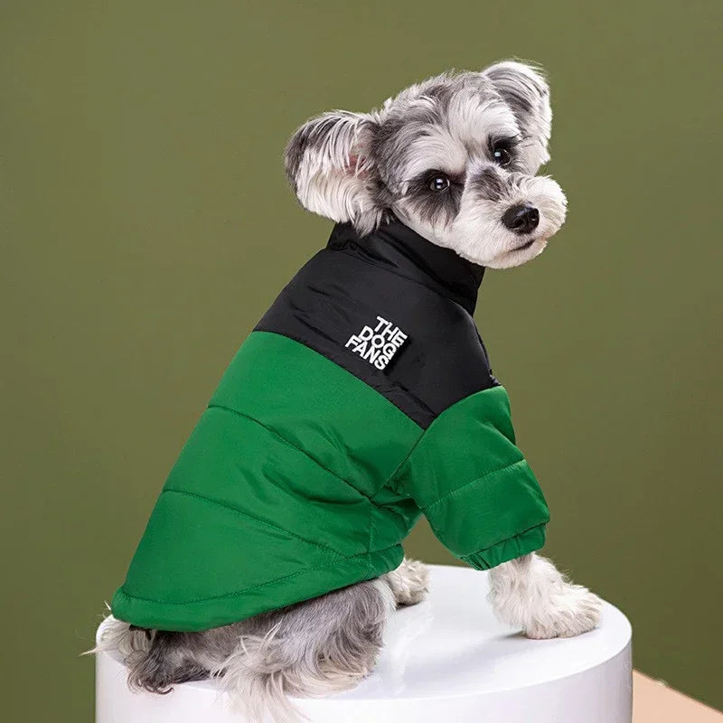 Fashion Dog Coat-Trendy Embroidered Dog Autumn and Winter Cotton Clothing-Thickened Warm Down Clothing-Size M