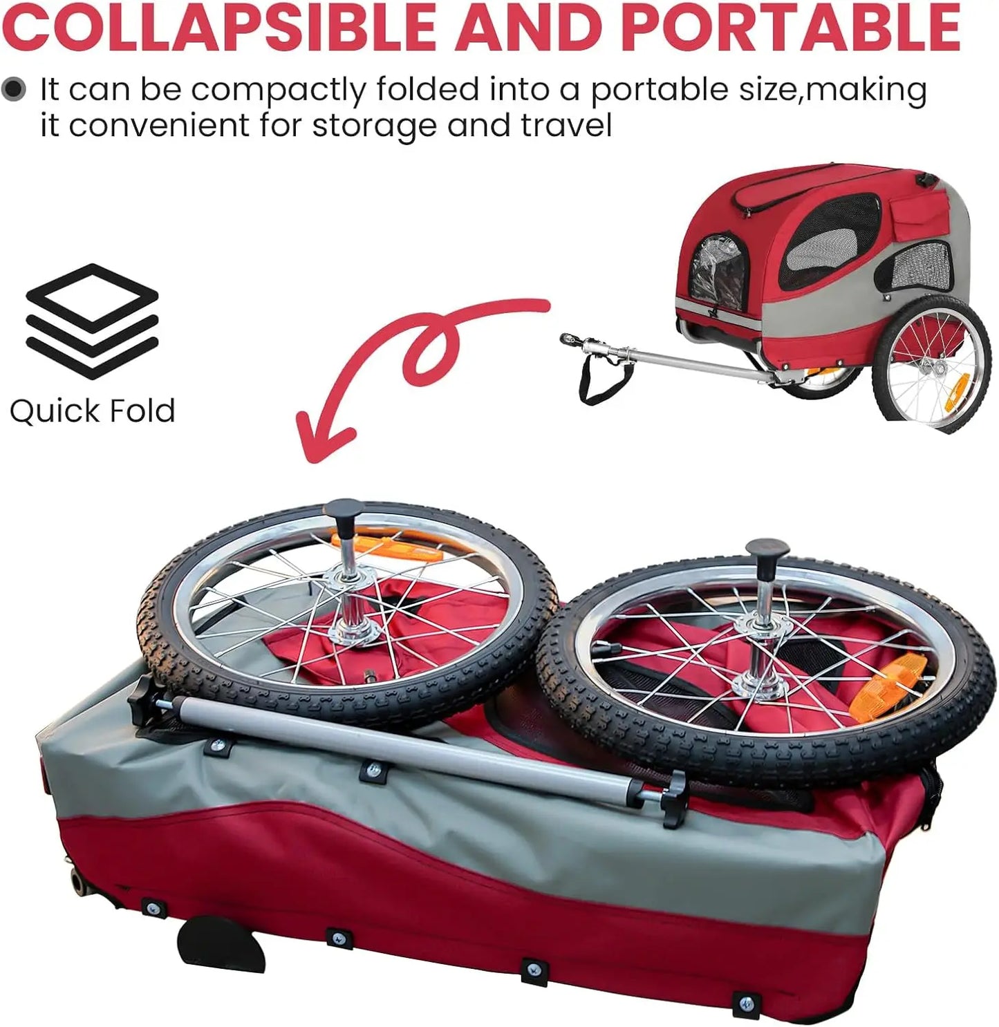 Dog Bike Trailer- Dog Cart for Bicycle-Suitable for Small and Medium Pets- Easy Folding Cart Frame- Quick Release Wheel