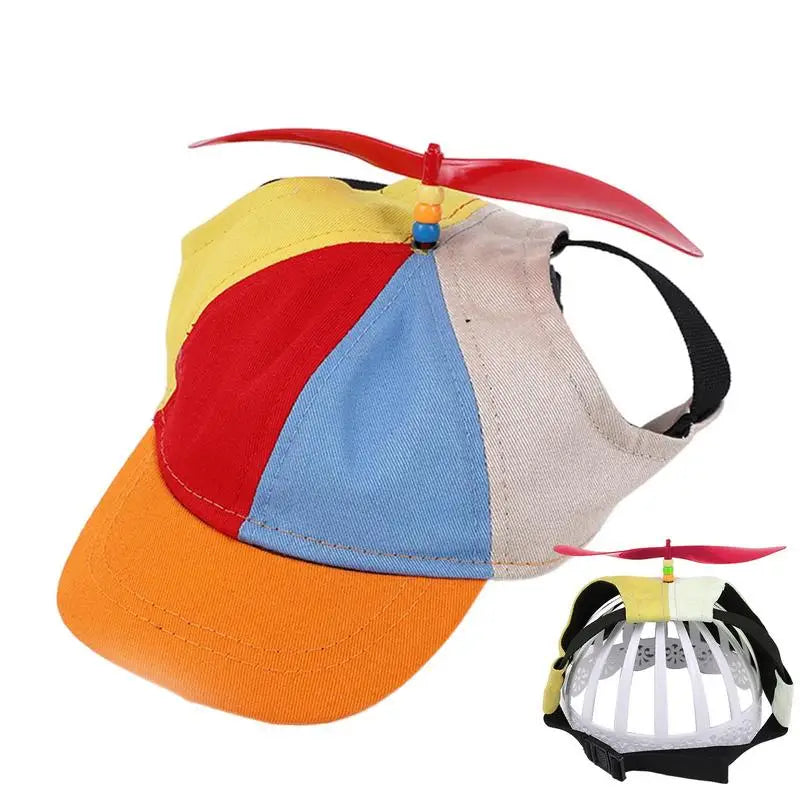 Colorful Pet Propeller Hat With Ear Holes -Sizez S to L-Sunproof Dogs Rainbow Helicopter Top Hat-Costumes/Apparel
