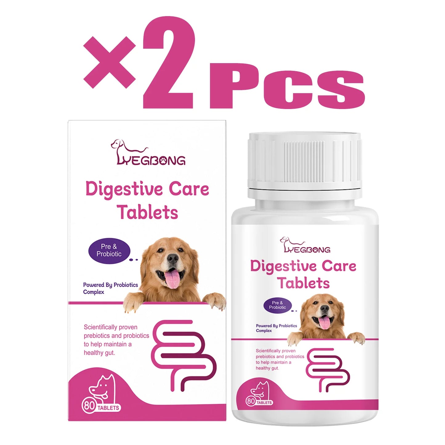 Dog Probiotic Tablets- Multivitamin Nutrition- Stomach Protection- Relieve Indigestion- Loss of Appetite -Pet Health Supports 80-Pet Supplements