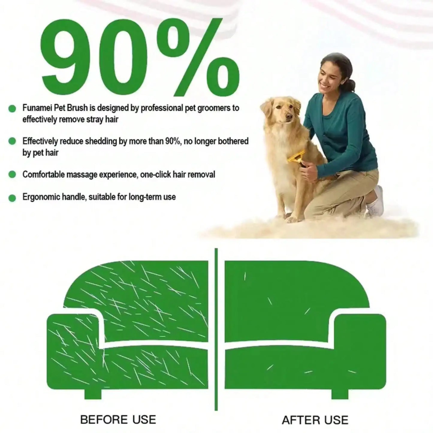 Professional Pet Shedding Brush-Hair Removal Brush- Massage Comb-For Short/Long hair Dogs-Pet Grooming