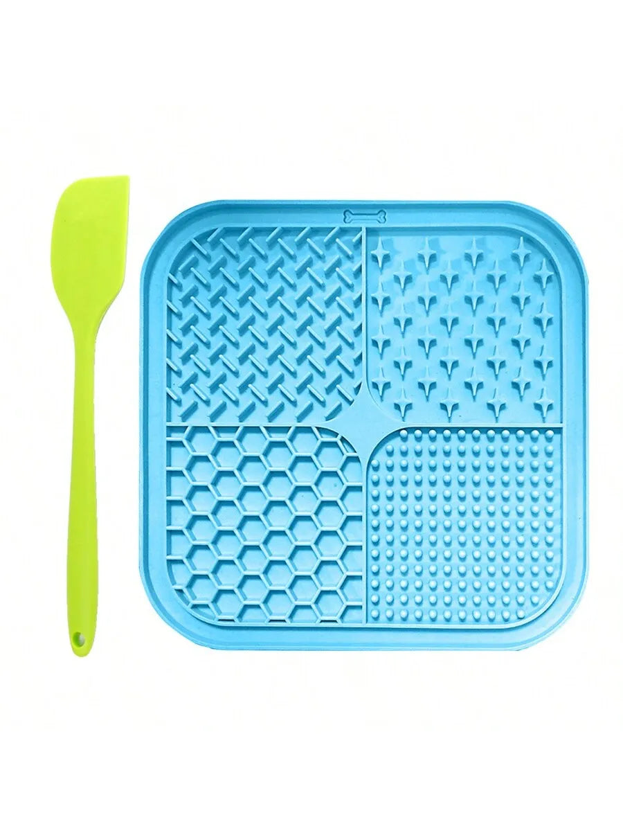1pc Silicone Pet Slow Food Bowl Mat-For Dogs or Cats- Anti-Choking- Licking Pad With Suction Cup Design-Pet Bowls/Feeding