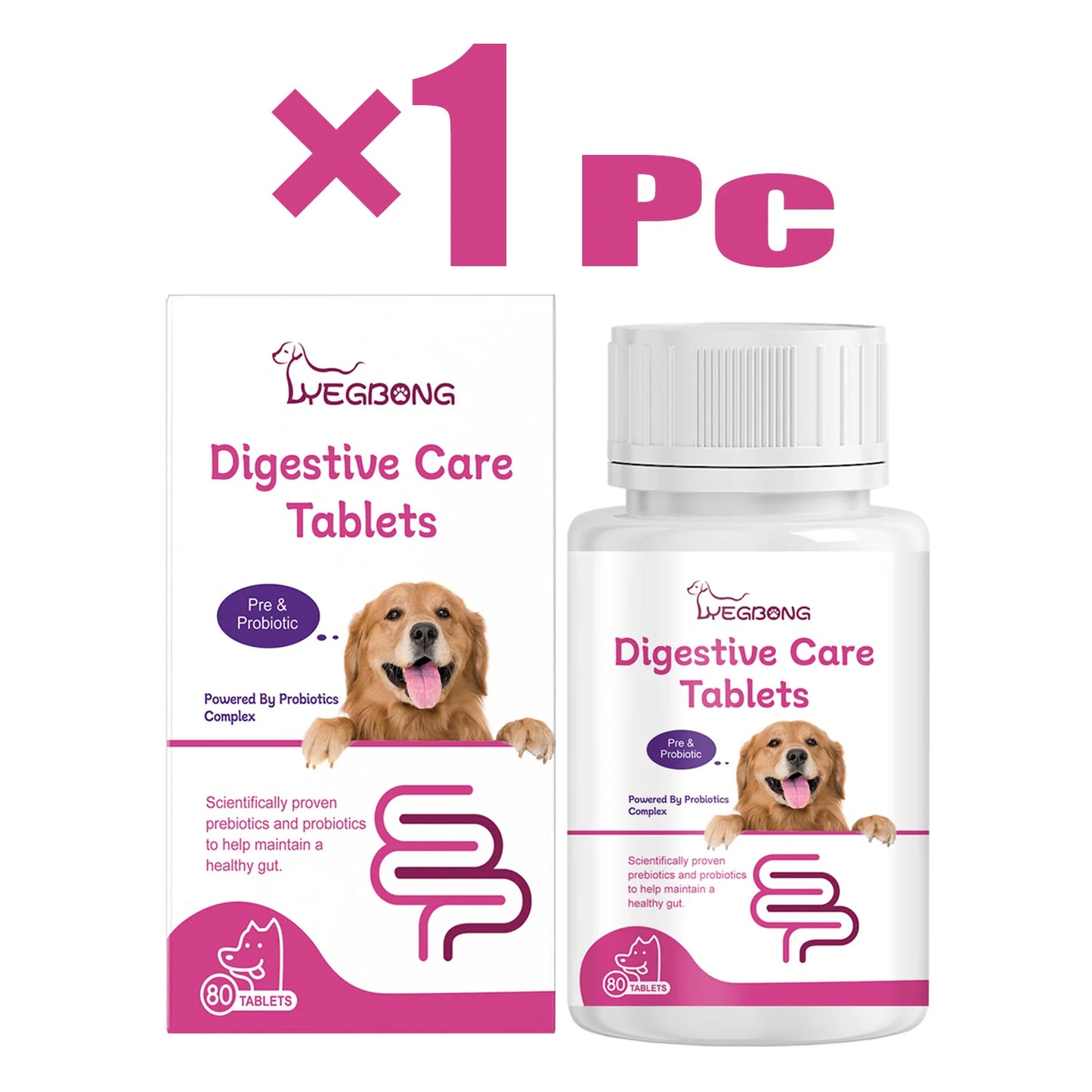 Dog Probiotic Tablets- Multivitamin Nutrition- Stomach Protection- Relieve Indigestion- Loss of Appetite -Pet Health Supports 80-Pet Supplements