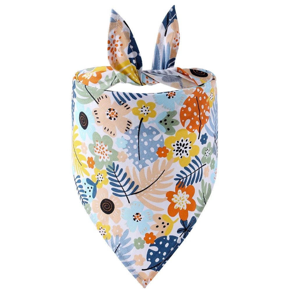 Dog Bandanas- Fruit Floral- Spring Washable-Soft-Scarf Kerchief- Summer- Adjustable for Small Medium Large Dogs-Collars/Leashes