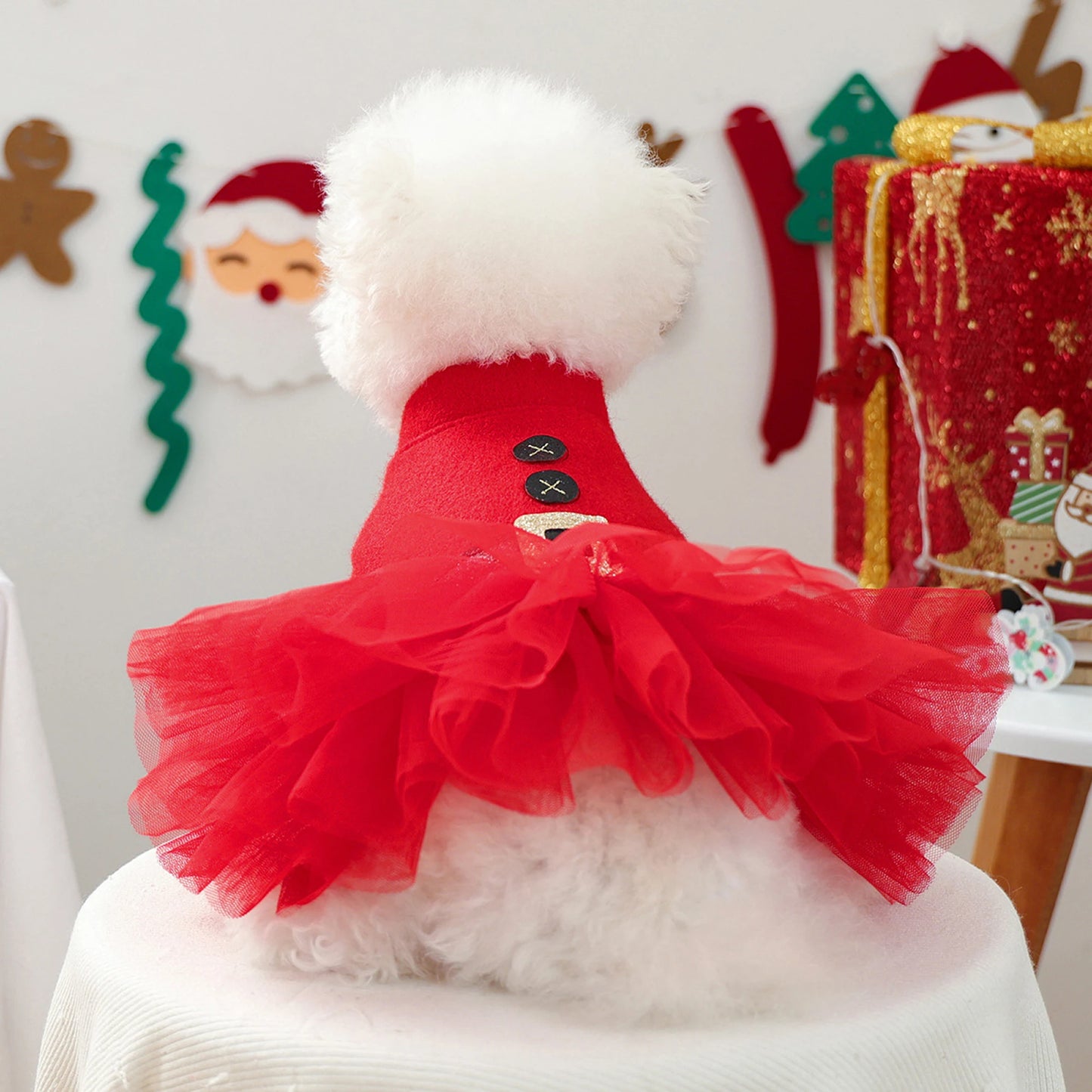Dog Christmas Dress- Snap Button -Santa Claus Dress -for Small Dogs