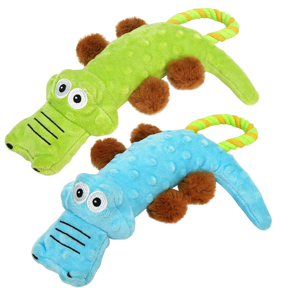 Plush Dog Squeaky Toy- 2 Pack- Tug of War Dog Toys for Dogs- Interactive Plush Puppy Chew Toy