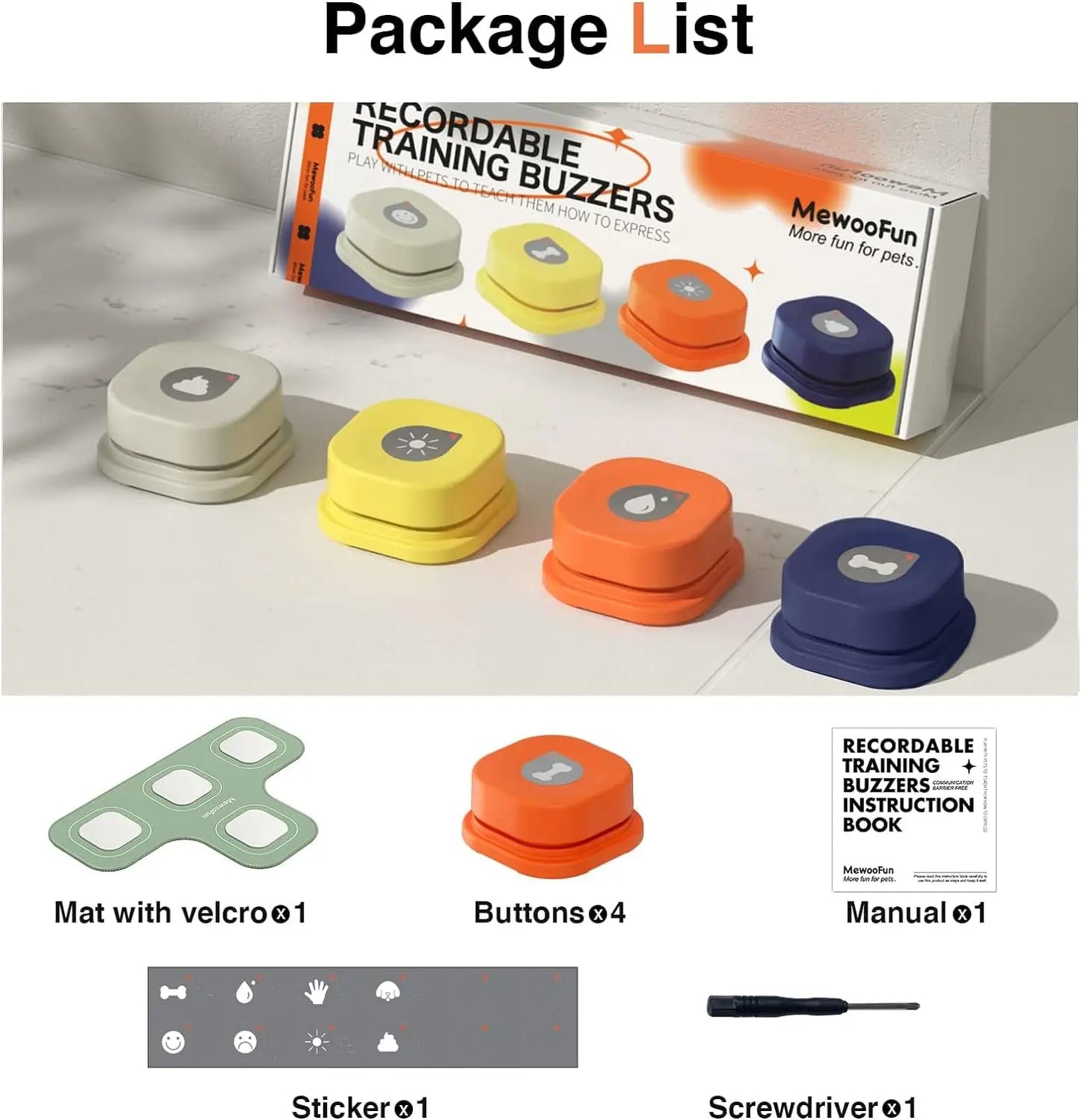 MEWOOFUN Interactive Dog Talking Buttons with Mat-Pet Communication Vocal Training- Easy To Use